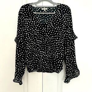 Black and white polkadot long sleeve shirt